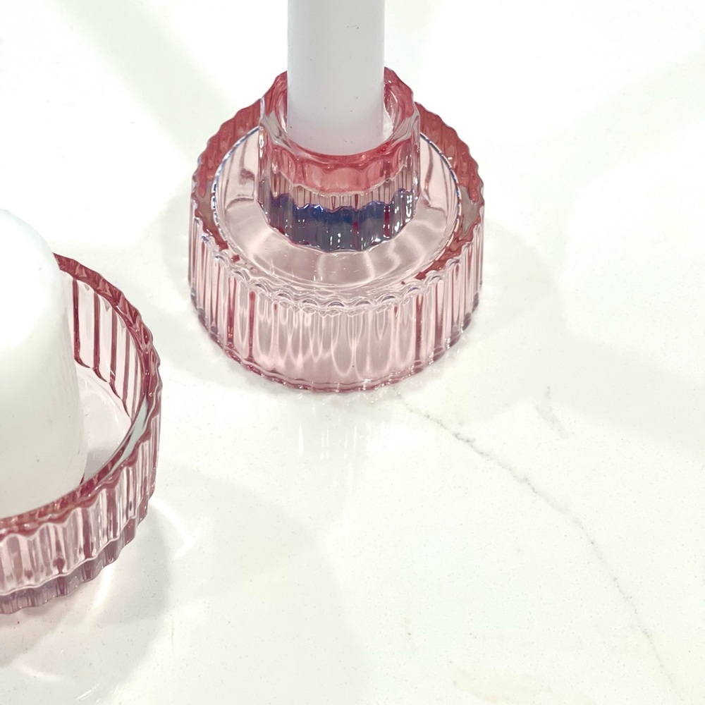 2x Modern Trifle Ribbed Candle 2-Way Holder Valentine’s Day decor - Picture 6 of 6